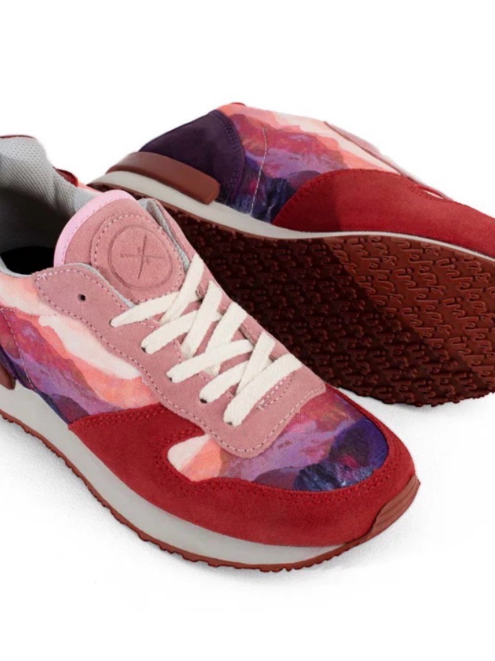 inkkas Multi-Color Pink Red Purple Canvas & Suede Sneakers